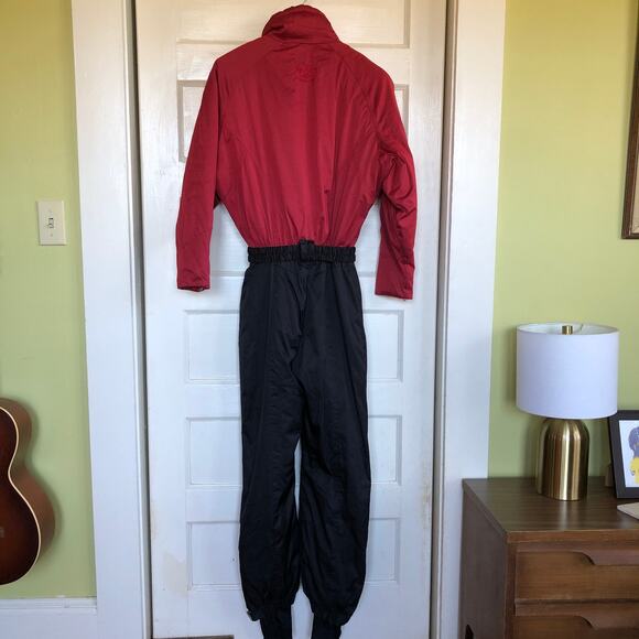 VTG 80s Inside Edge Mens S (Womens L) One Piece Snow Suit Red Black Retro Ski - Picture 7 of 13